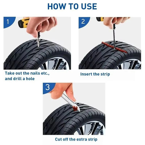 30PCS Tire Plug Kit Car Emergency Flat Tire Repair Tool Set Drill Rubber Repair Screws Tires Plug Tubeless Puncture Fix Kits Professional Tools for Cars Motorcycles ATV UTV Trucks Roadside Kit