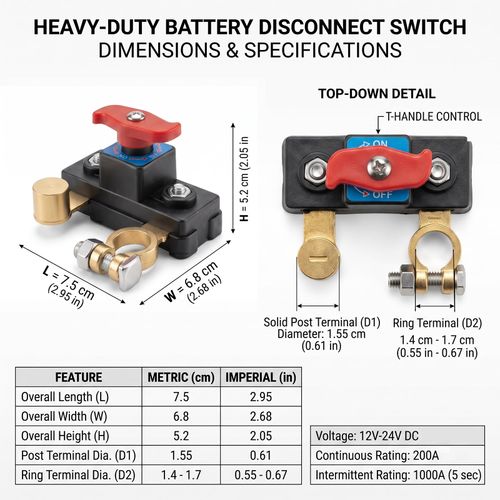 Dual Knob Battery Master Cutoff Switch, Pure Copper Conductor, 12V 24V Universal, Auto Modification Power Isolator Switch