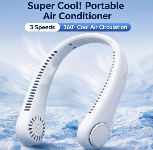Portable Bladeless Neck Fan | 360° Surround Cooling Wearable Personal Fan, 3 Speeds Quiet Hands-Free Rechargeable Cooling Fan for Travel, Outdoor & Daily Use