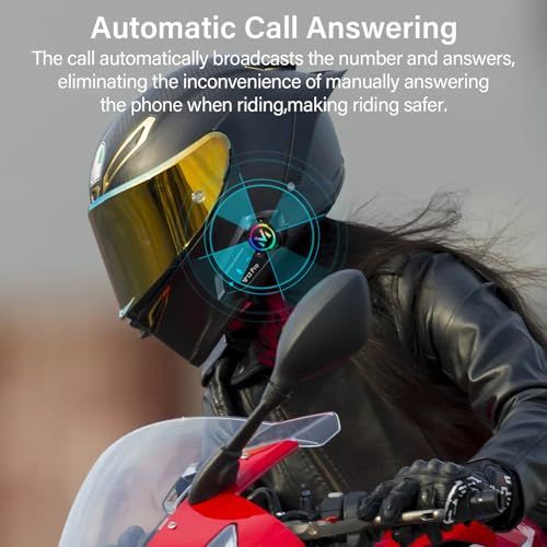 Motorcycle Helmet Bluetooth Headset 2 Way Intercom 550 Yards,HIFI Sound,Noise Cancellation,Music Share,1000mAh,Helmet Speakers Headphones FM,Easy to Connect Use with Gloves,Waterproof,Voice Assistant