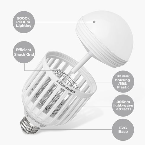 New 2-in-1 LED Mosquito Killer Bulb, E27 Screw Base Lighting & Insect Zapper Lamp, Suitable for Indoor and Outdoor
