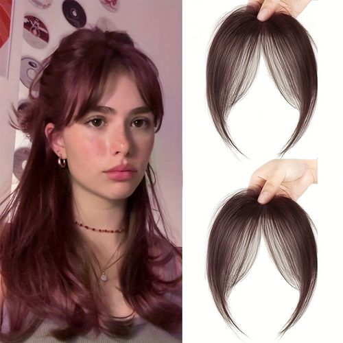 Clip-in French-style bangs hairpiece for women – adds volume to the crown, creates a natural, seamless look.