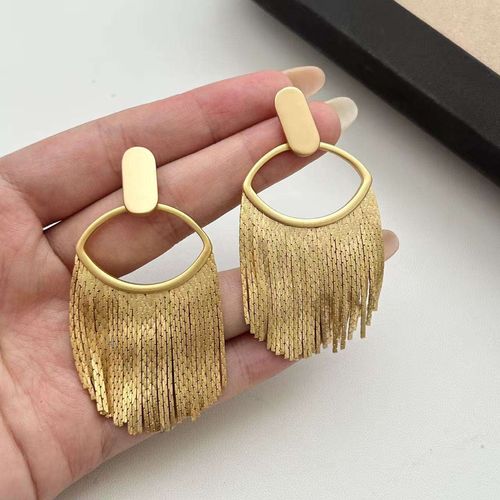 Fashionable Earrings, Vintage-Style Jewelry, Gold-Plated Brass Earrings, Geometric Tassel Dangle Earrings – A Perfect Gift for Women for Parties or Weddings