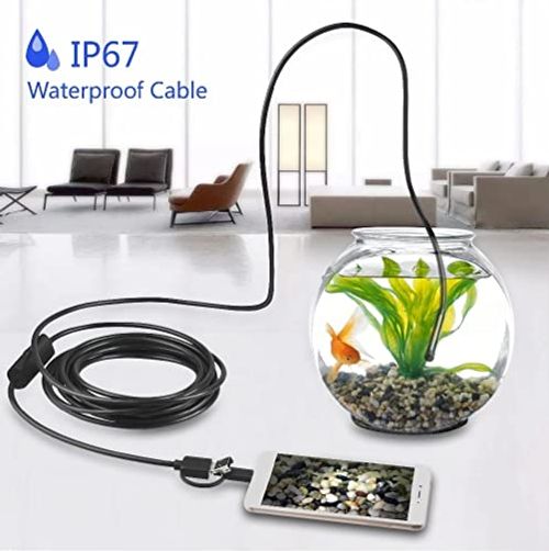 USB Endoscope,3-in-1 Endoscope Waterproof 7mm Lens Inspection Camera Endoscope Borescope with 6LEDs Support MicroUSB Type-C USB Interface