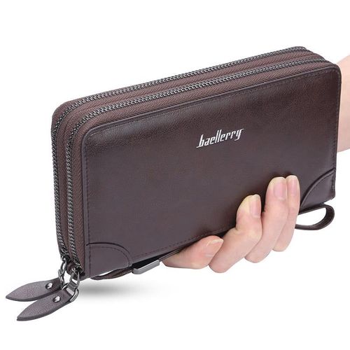 Stylish Men's Clutch, Long Double Zipper Handbag, Large Capacity Storage Pouch