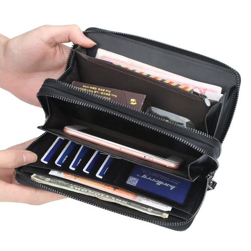 Stylish Men's Clutch, Long Double Zipper Handbag, Large Capacity Storage Pouch