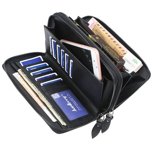 Stylish Men's Clutch, Long Double Zipper Handbag, Large Capacity Storage Pouch