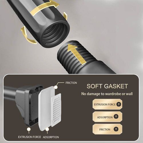 Curtain Retractable Support Rod, Drill-free Mount, Indoor Simple Hanging & Storage Rod