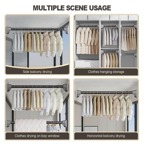 Curtain Retractable Support Rod, Drill-free Mount, Indoor Simple Hanging & Storage Rod
