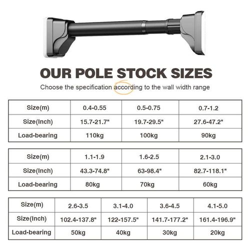 Curtain Retractable Support Rod, Drill-free Mount, Indoor Simple Hanging & Storage Rod