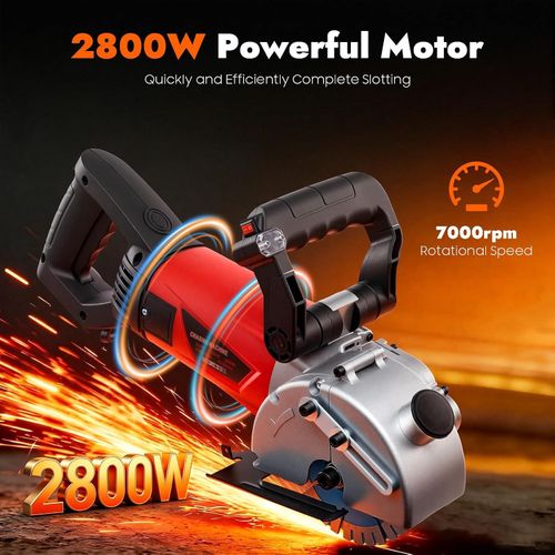 Wall Chaser 2800W Electric Wall Chaser Cutting Machine with 5 Diamond Blades & Infrared Sighting, Water Line Wall Chaser Concrete Cutter