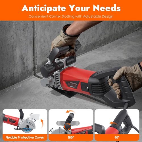 Wall Chaser 2800W Electric Wall Chaser Cutting Machine with 5 Diamond Blades & Infrared Sighting, Water Line Wall Chaser Concrete Cutter