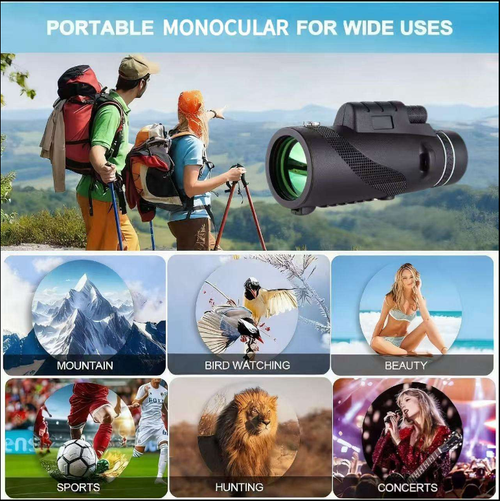 Large Aperture Handheld Monocular Outdoor Travel Match Bird Watching Telescope with Phone Mount