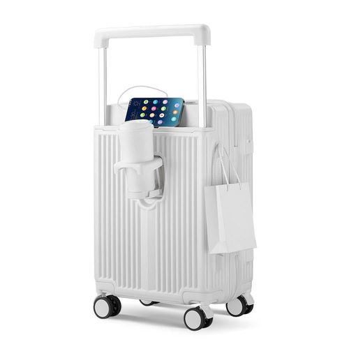 Silent Wheel Front Opening Suitcase, Unisex Lightweight Travel Luggage