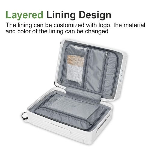 Silent Wheel Front Opening Suitcase, Unisex Lightweight Travel Luggage
