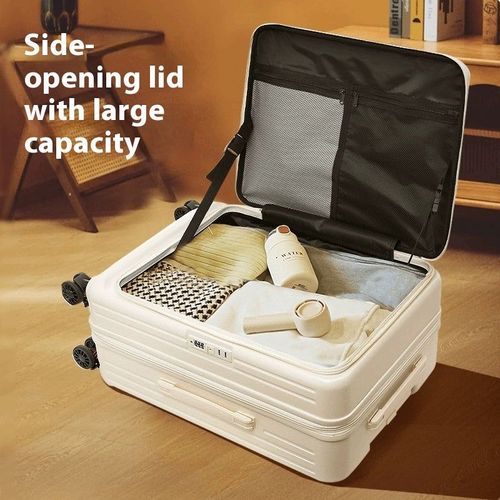 Multi-functional Side Opening Luggage, 24 Inch Boarding Case with Universal Wheels & Lock