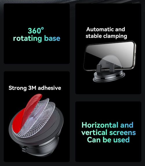 Rotatable Suction Cup Car Holder, Stable Placement on Dashboard, Multi-use Phone Mount