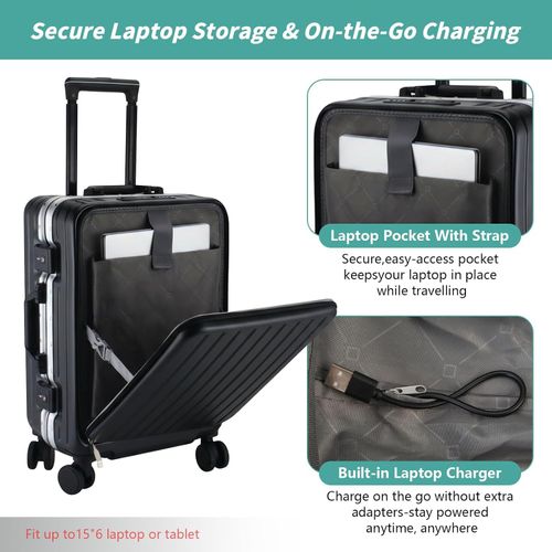 24 Inch PC Hard Shell Luggage, Aluminum Frame Travel Suitcase for Men Women & Students