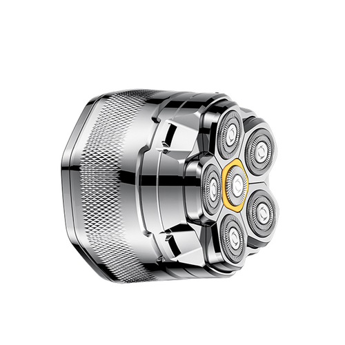 Magnetic suction rotating six-blade head bald head shaver, fully washable, Type-C interface.
