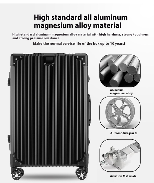 24-inch trendy retro suitcase with silent, multi-directional wheels.
