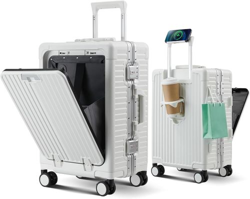 Wide-Handle Aluminum Frame Suitcase: Large, Durable with Silent Wheels & Lock | For Students & Business Travelers