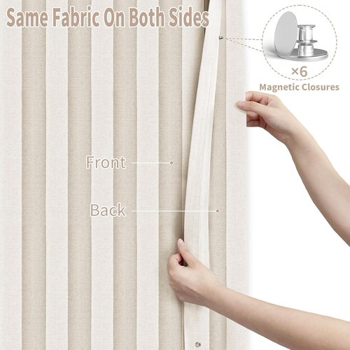 With support rod,Closet Curtain for Open Closet & Doorway, Accordion Door Curtain for Doorway, 1 Panel with Tieback,W47 x H79, Beige