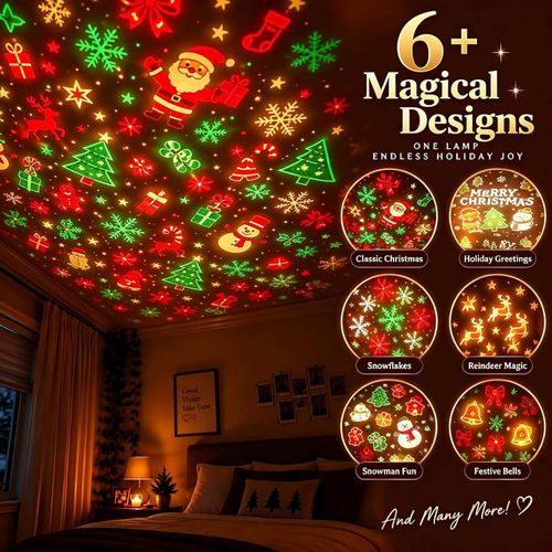 Hd USB Christmas Tree Projector with 6 Festive Scenes Plug and Play  Christmas Tree Design Plug in Night Light Ceiling Projector Indoor, for Room Decor Holiday Party Xmas Gifts