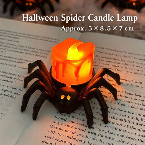 3Pack  Halloween Spider Flameless LED Candle Light – Spooky Warm Glow Decorative Lamp for Halloween Party & Home Decor