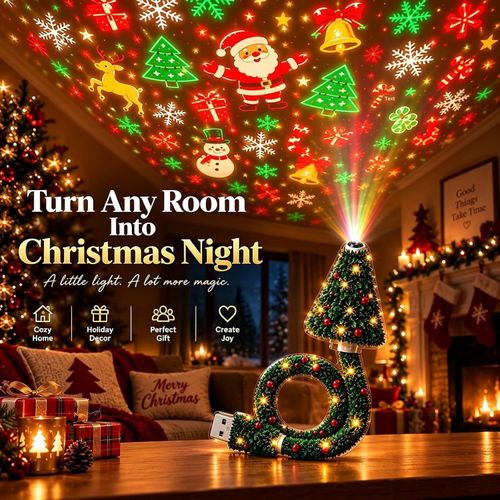 Hd USB Christmas Tree Projector with 6 Festive Scenes Plug and Play  Christmas Tree Design Plug in Night Light Ceiling Projector Indoor, for Room Decor Holiday Party Xmas Gifts