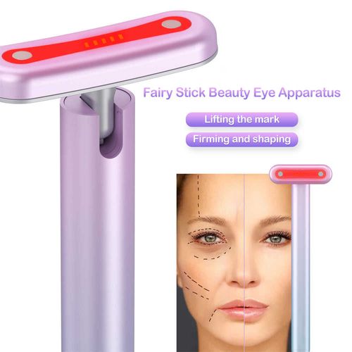 Rechargeable 4-in-1 Multifunctional Beauty Wand — Red Light Therapy, Microcurrent & High-Frequency Vibration for Facial Rejuvenation, Eye Bags Reduction & Skin Lifting