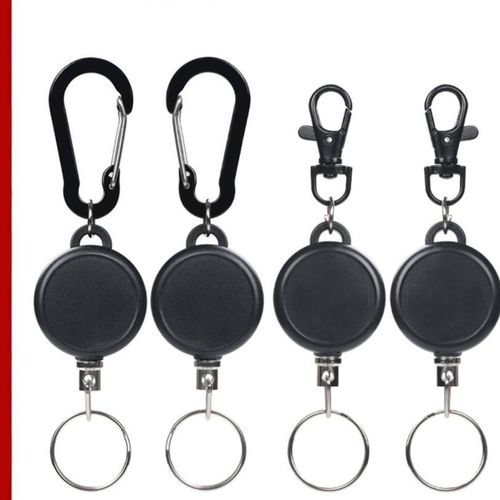 35mm High-Elasticity Outdoor Retractable Keychain – Anti-Loss & Anti-Theft Extendable Carabiner (Black)