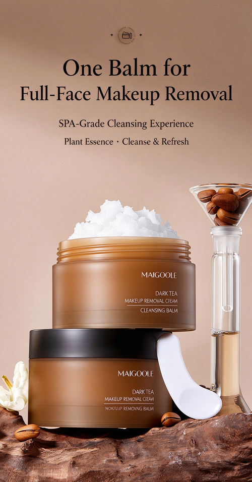 MAIGOOLE Dark Tea Cleansing Balm, 3-in-1 for Eyes, Lips & Face, Gentle, Non-irritating, No Stinging Eyes & Non-comedogenic