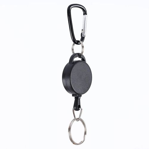 35mm High-Elasticity Outdoor Retractable Keychain – Anti-Loss & Anti-Theft Extendable Carabiner (Black)