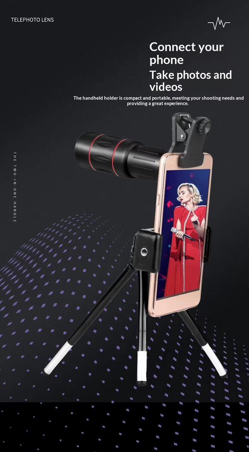 > Mobile Phone Telephoto Lens 64X25, HD Monocular Telescope with Tripod & Phone Holder, Universal Cell Phone Zoom Lens for Concert, Bird Watching, Sports