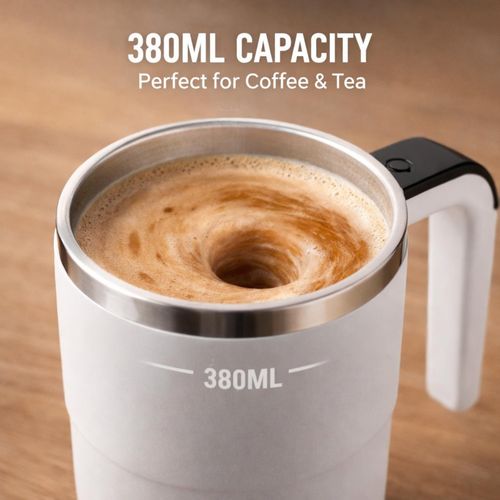 Auto Mixing Fitness Shaker Cup, Smart Temp Magnetic Stirrer, Portable Coffee & Milkshake Mixing Mug