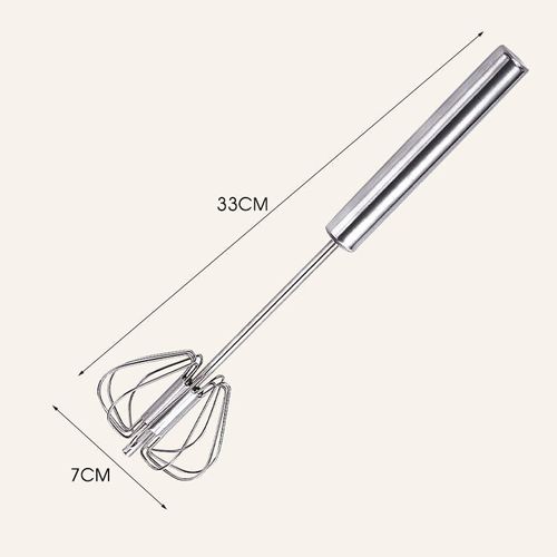 Press-and-Spin Egg Beater — Automatic Milk Frother & Cream Whipper, Stainless Steel Semi-Automatic Tool for Baking & Home Kitchen