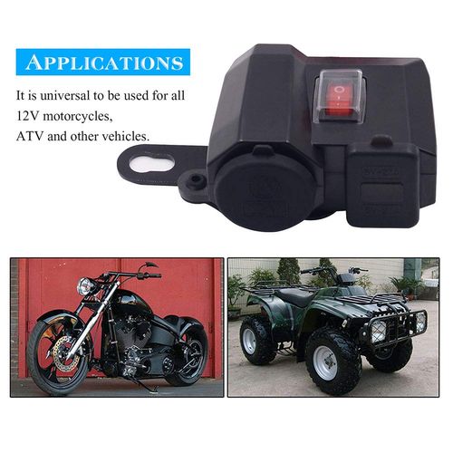 Motorcycle Phone Charger with Voltmeter, Waterproof Cigarette Lighter Socket + Dual USB 4.2A Universal Modification Parts
