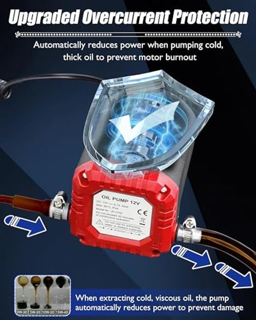 Portable Self-Priming Electric Oil Extractor Pump, for Changing Motor Oil, Diesel, Hydraulic and Gear Oil
