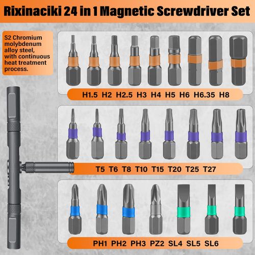 Multifunctional Ratchet Screwdriver Set, 24 Types S2 Steel Bits Portable Hand Repair Tools