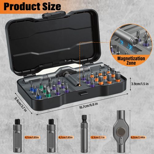Multifunctional Ratchet Screwdriver Set, 24 Types S2 Steel Bits Portable Hand Repair Tools