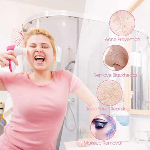 5-in-1 Portable Electric Facial Cleansing Brush & Massager — Rotating System for Deep Cleansing & Makeup Residue Removal
