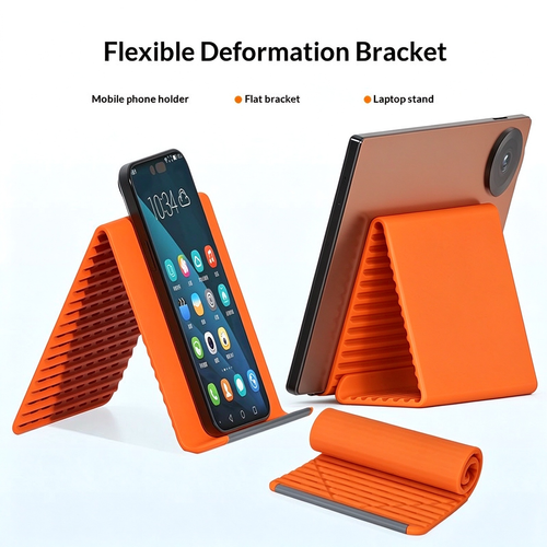 Adjustable Silicone Foldable Stand for Phones & Tablets (iPad) — Flexible, Portable & Non-Slip Desktop Holder for Home, Office & Travel