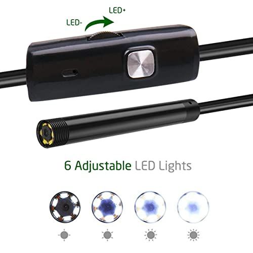 USB Endoscope,3-in-1 Endoscope Waterproof 7mm Lens Inspection Camera Endoscope Borescope with 6LEDs Support MicroUSB Type-C USB Interface