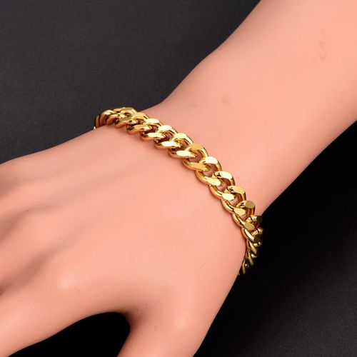 Unisex 6mm Hip-Hop Style 18K Gold-Plated Chain Bracelet — Versatile Fashion Accessory for Men & Women