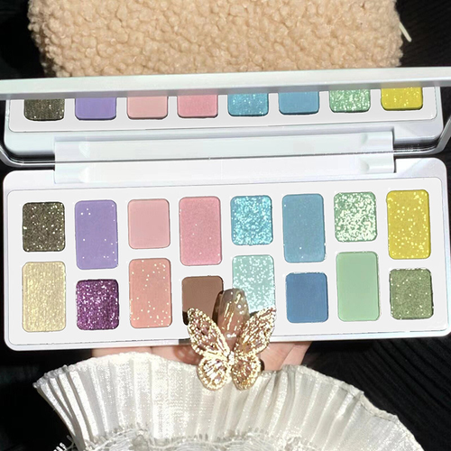 16-Color Eyeshadow Palette: Shimmering, Low-Saturation Earth Tones for Subtle, Everyday Makeup Looks