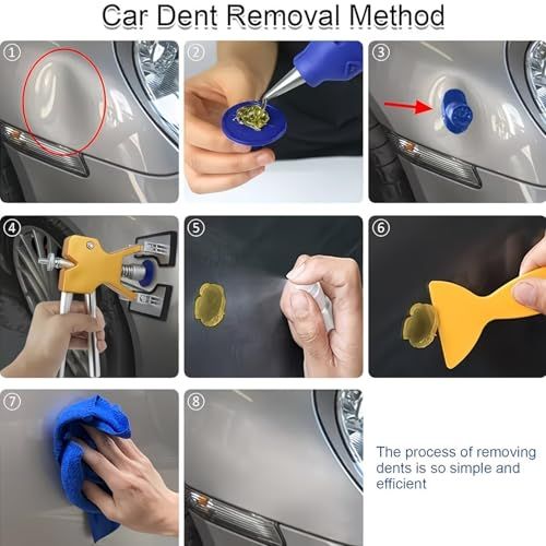 Paintless Car Dent Puller Kit, Dent Removal Kit Tool Car Dent Remover Auto Body Dent Repair Tool Kit Golden Lifter Dent Repair Puller for Car Body, Motorcycle, Refrigerator.