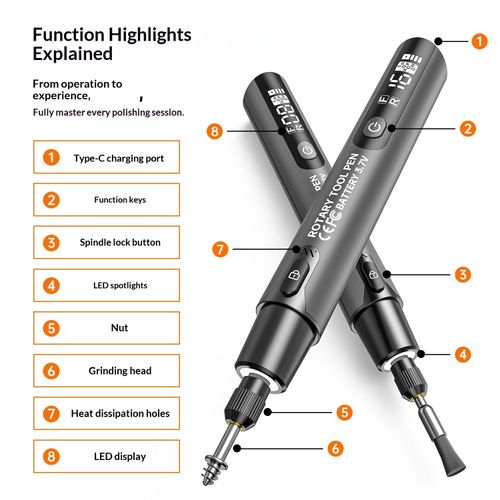 Mini Cordless Rotary Tool, 6-Speed, 3.7V Rechargeable Rotary Tool Kit with 36 Accessories, USB Charging Digital Display Multi-Purpose DIY Tool for Sanding, Polishing, Drilling, Engraving