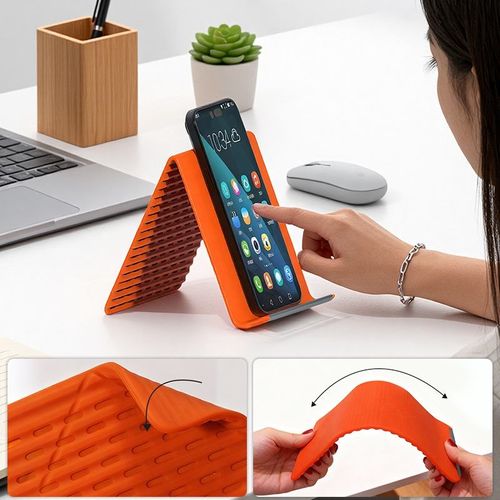 Adjustable Silicone Foldable Stand for Phones & Tablets (iPad) — Flexible, Portable & Non-Slip Desktop Holder for Home, Office & Travel