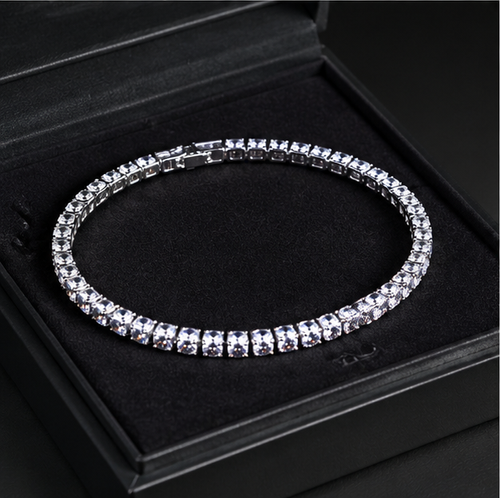 Minimalist 4mm Round Zircon Bracelet — Colorful & Sparkling, Hip-Hop Style, Versatile Unisex Accessory for Couples