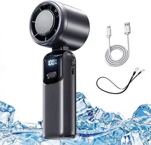 Handheld Semiconductor-Cooling Fan: High-Speed, Powerful, Foldable, Neck-Wearable, Turbo-Powered, with Cooling Plate